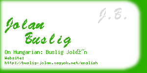 jolan buslig business card